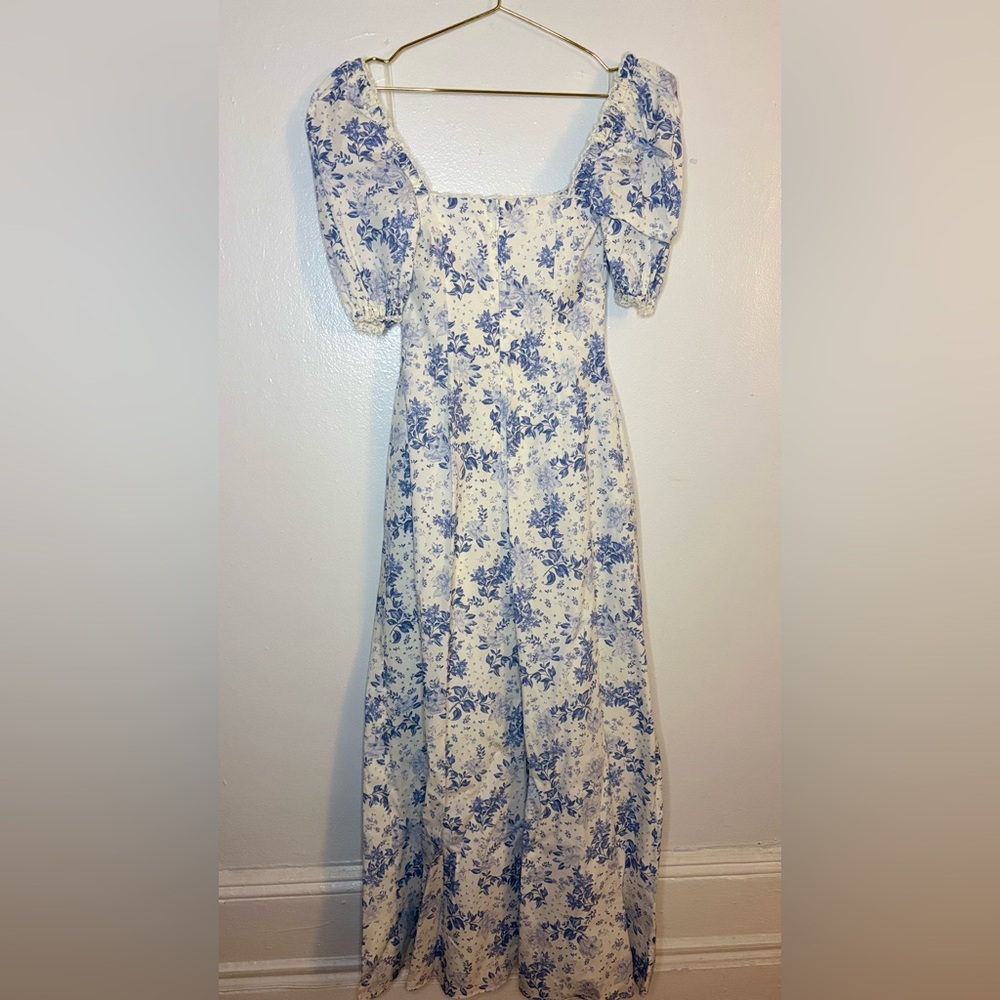 House of CB Floral Maxi Dress in Blue and White (Bridgerton style) - Picture 3 of 4